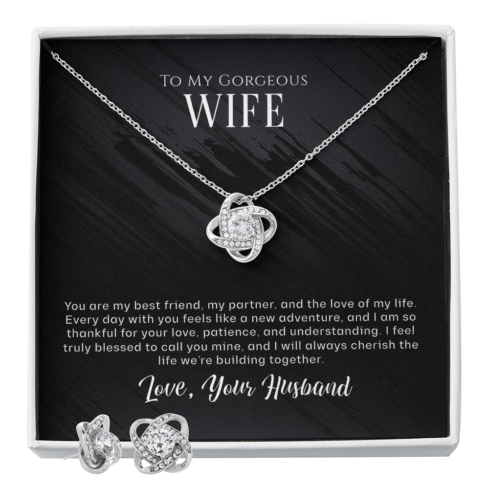 Soulmate's Promise - Love Knot Necklace & Earring Set