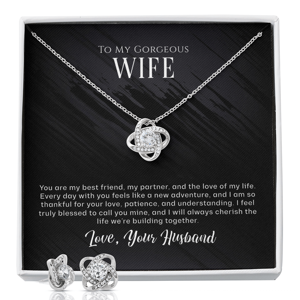 Soulmate's Promise - Love Knot Necklace & Earring Set