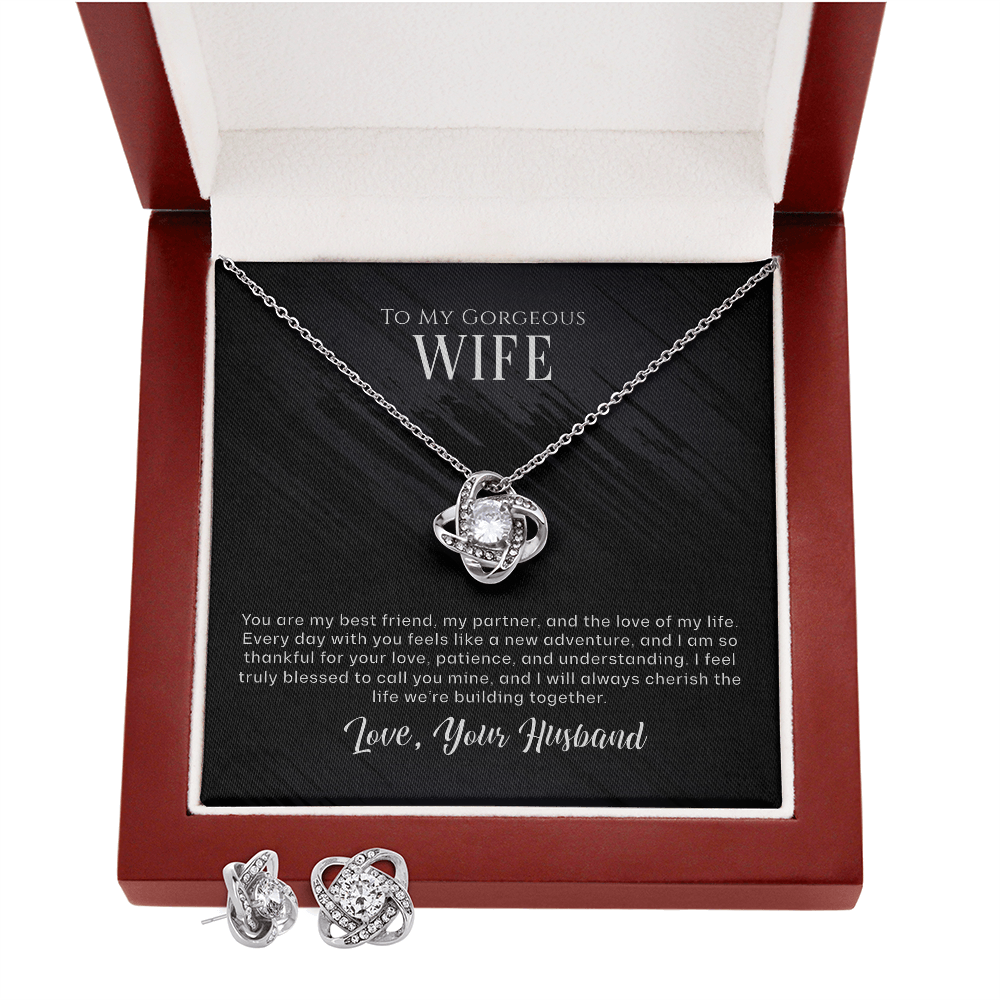 Soulmate's Promise - Love Knot Necklace & Earring Set