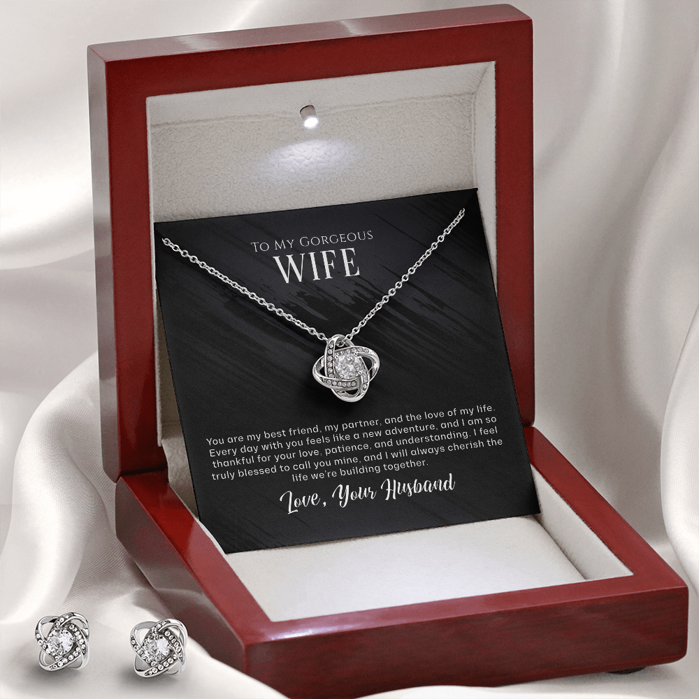 Soulmate's Promise - Love Knot Necklace & Earring Set